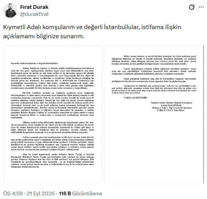 Adalar'da dengeleri değiştirecek istifa: Tutuklu belediye başkan yardımcısı görevlerinden ayrıldı - Görsel 2