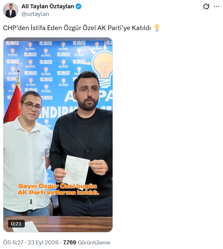 İsim benzerliği dikkat çekti: Bandırmalı Özgür Özel AKP'ye katıldı - Görsel 3