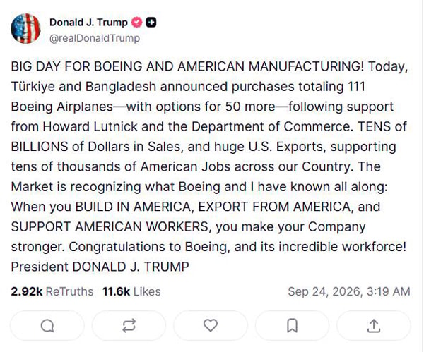 THY'den Boeing'e 150 uçaklık dev sipariş, Trump "Amerikan sanayisi için büyük gün" dedi - Görsel 2