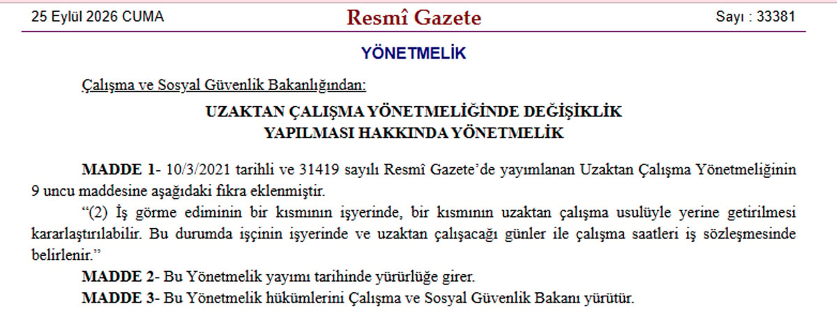 Uzaktan çalışma yönetmeliğinde "karma model" yasallaştı: Günler ve saatler sözleşmede yazılacak - Görsel 2